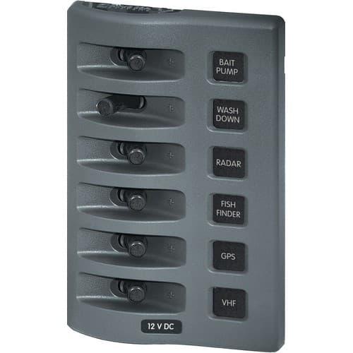 Blue Sea Systems, 4307, WeatherDeck 12V DC Waterproof Switch Panel - 6 Position
