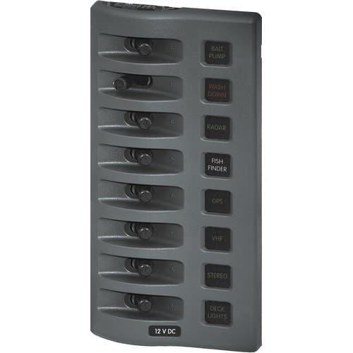 Blue Sea Systems, 4308, WeatherDeck 12V DC Waterproof Fuse Panel - Gray 8 Positions
