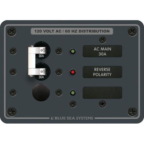Blue Sea Systems, 8029, Traditional Metal Panel - AC Main + 1 Positions