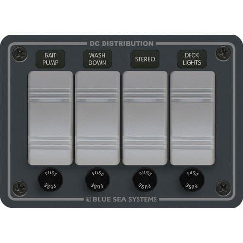 Blue Sea Systems, 8262, Contura Water Resistant 12V DC Panel - 4 Position
