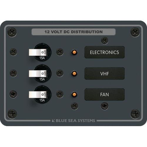 Blue Sea Systems, 8025, Traditional Metal DC Panel - 3 Positions