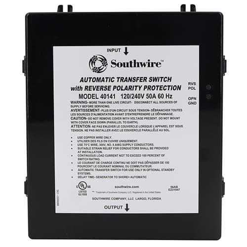 Southwire, 40141-001, Automatic Transfer Switch 40141, 50A-120/240V