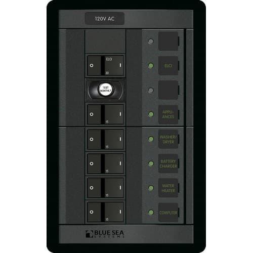 Blue Sea Systems, 1503, Panel 360 120VAC 30A ELCI+5 FR 2x1