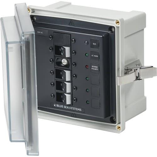 Blue Sea Systems, 3128, Enclosure SMS Panel 120VAC ELCI 30A/3CB