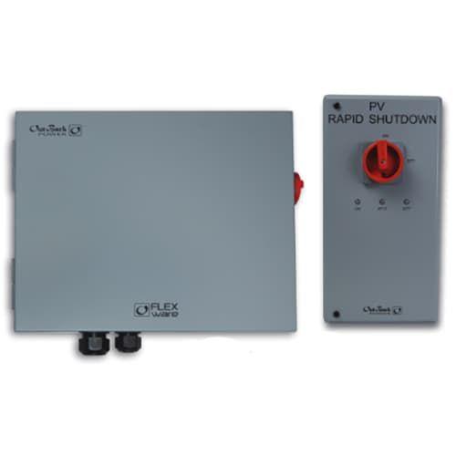 Outback Power, RSD-AFCI, ICS Plus PV rapid shutdown package for FM100 SystemEdge packages. Compatible with up to six strings of PV source circuits. Includes one FWPV6-FH600-SDA shutdown box, one RSI, and one power supply. (Fuses sold separately.)