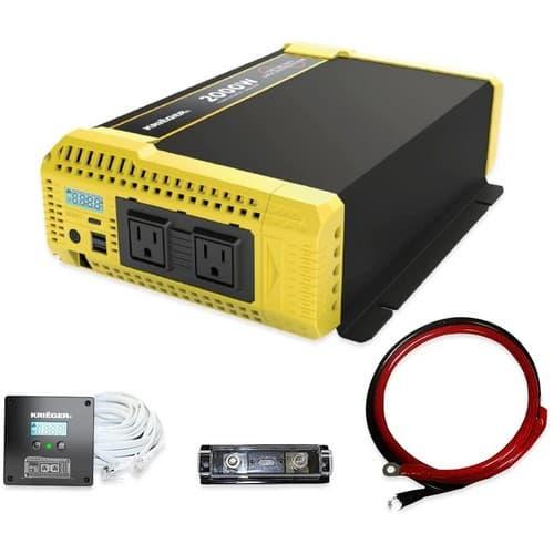 Krieger, KP2000, 2000 Watt 12V Pure Sine Power Inverter Dual USB & AC Outlets, Automotive Portable Power for Power Tools, Camping and Car Accessories. ETL Approved Under UL STD 458