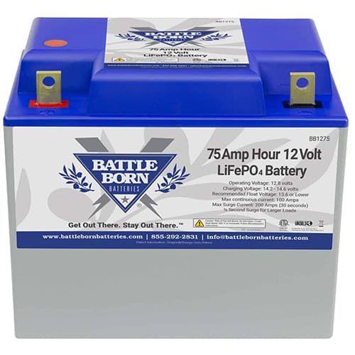 Battle Born Batteries, BB1275, 75Ah 12V Group 24 LiFePO4 Deep Cycle Battery