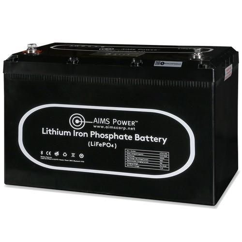 AIMS Power, LFP12V104A, Lithium Battery 12V 104Ah LiFePO4 with Wake Up, BT Monitoring & Heater