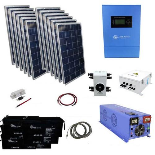 AIMS Power, KITD-6KW48V3840W, 3960 Watt Solar With 6,000 Watt Pure Sine Power Inverter Charger 48Vdc 120Vac Off Grid Kit