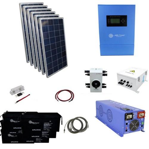 AIMS Power, KITD-6KW48V1920W, Solar Kit 1980 W Solar | 6000 W Pure Sine Inverter Charger 48VDC 120/240 VAC | 400 A Batteries