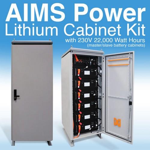 AIMS Power, KITHY230VBATMS, Set - Dual Lithium Battery Cabinets 230VDC, 44,228 Watt Hours