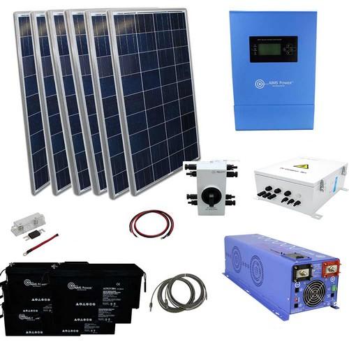 AIMS Power, KITD-6K24V1920W, Solar Kit 1980 W Solar | 6000 W Pure Sine Inverter Charger 24VDC 120/240 VAC | 600 A Batteries