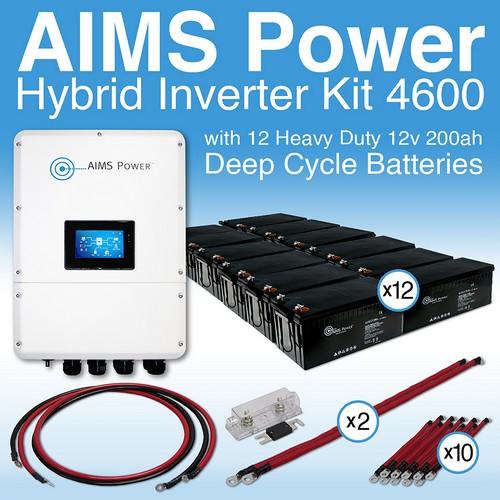 AIMS Power, KITHY4612BAT, KIT Hybrid Inverter Charger & Battery Bank 4.6 kW Inverter Output | 28,800 Watt Hour Battery Bank