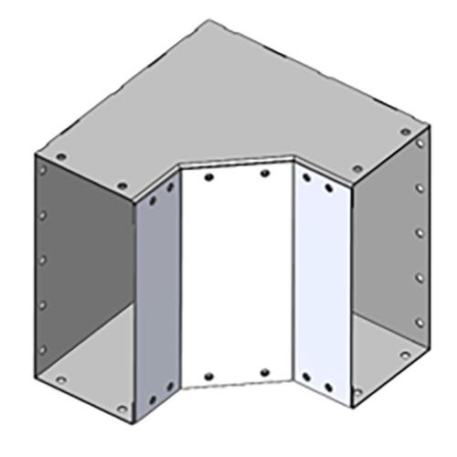 Blendtron, CTR-15, H Corner Connector,10"wide X 10" Long X 10" H, Type 1 indoor enclosure, UL50 Pending, Black Powder coated steel finish