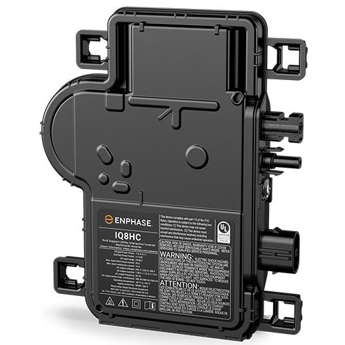 Enphase, IQ8HC-72-M-DOM-US, microinverter, 384 VA peak power, MC4 Bulkhead, Single phase. Made in the USA with domestically manufactured PCB & Enclosure This item includes domestic content.