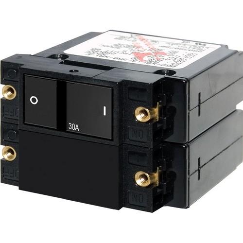 Blue Sea Systems, 7414, A-Series Flat Rocker Circuit Breaker - Double Pole 30A