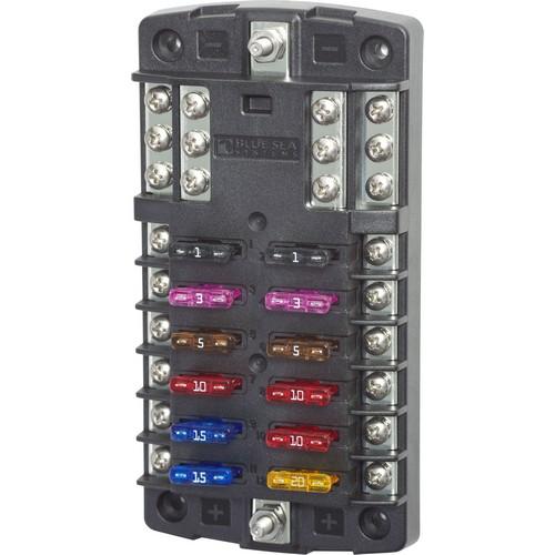 Blue Sea Systems, 5031, ST Blade Fuse Block - 12 Circuits with Negative Bus