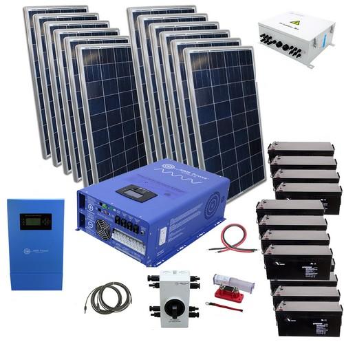 Aims Power, KID-12K48V3840W, 3960 Watt Solar With 12,000 Watt Pure Sine Power Inverter Charger 48Vdc 120/240Vac Off Grid Kit / Back Up Power