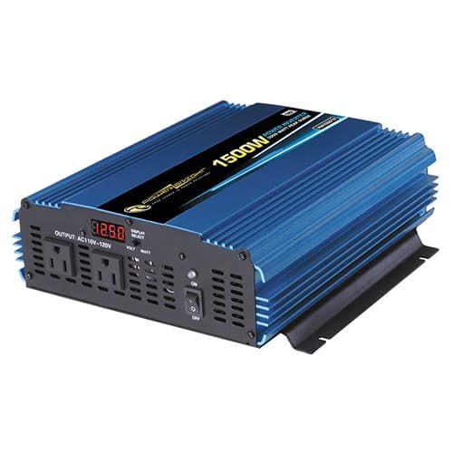 Power Bright, PW1500-12, 12V 1500W continuous / 3000W peak, modified wave inverter, dual AC outlet, low voltage, overload & temperature protection, LED display, 1 year warranty