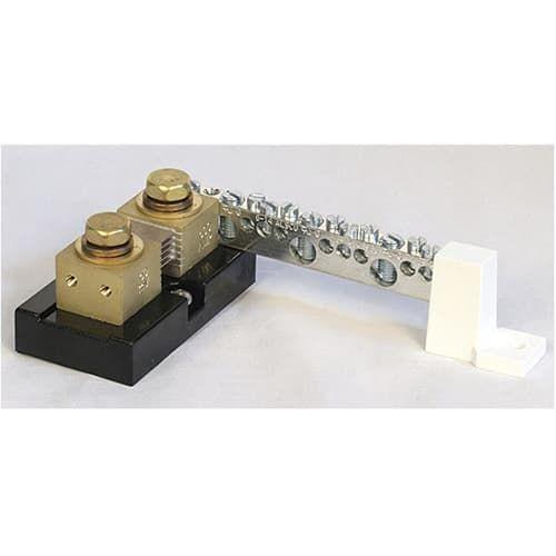 Outback Power, FW-SHUNT500, 500 Amp 50 mVDC current shunt with attached terminal bus bar and one white insulator