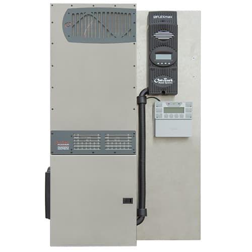 Outback Power, FPR-4048A-01, GS4048A-01 Inverter/Charger 4.0 kW, 48 VDC FLEXpower Radian, pre-wired GSLC with 120/240 VAC Bypass, 175 Amp DC breaker, 125 Amp charge controller breakers, 80 Amp PV breaker, MATE3s, HUB 10.3, FN-DC, RTS, plus a FLEXmax 80 charge controller. Listed to UL1741-SA