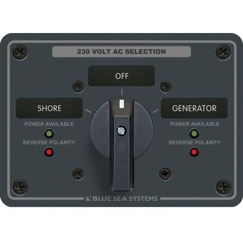 Blue Sea Systems, 8357, AC Rotary Switch Panel 65 Ampere 2 positions + OFF, 2 Pole