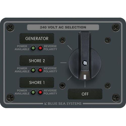 Blue Sea Systems, 8361, AC Rotary Switch Panel 65 Ampere 3 positions + OFF, 3 Pole
