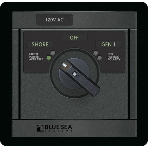 Blue Sea Systems, 1481, 120V AC Rotary 30A OFF + 2 Sources