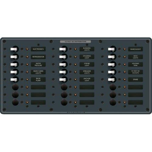 Blue Sea Systems, 8264, Traditional Metal DC Panel - 24 Positions
