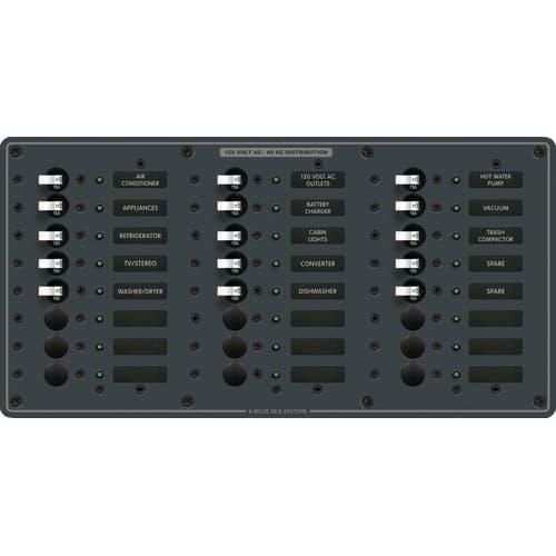 Blue Sea Systems, 8265, Traditional Metal AC Panel - 24 Positions