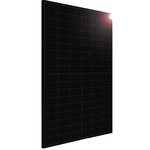(image for) Silfab Solar, SIL-440-QD-DCA2, 440W QD mono-PERC module; 108 half cells, black frame, black backsheet, 53.1 in, 0.22 in (12 AWG), MC4 from Staubli. With USA sourced frame, backsheet, and encapsulant