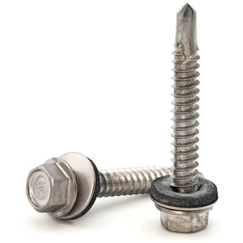 (image for) Snapnrack, 015-30008, Sealing Wood Screw, #14 X 2-1/4In, 1/2In Hex, SS, 80 Pack