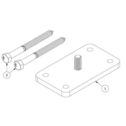 (image for) SnapNrack, 242-02218, 4-Hole Base With (2) 1/4 X 3IN Lag Screws