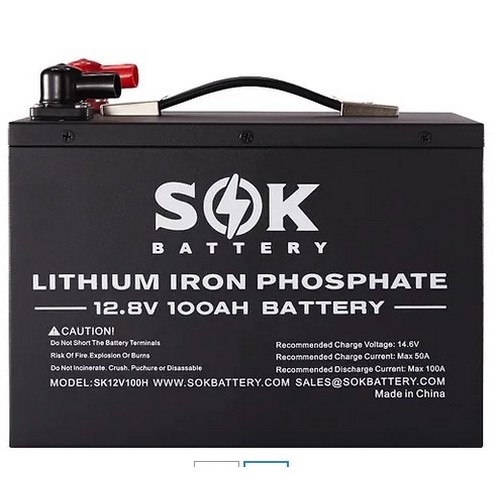(image for) Sok Battery, SK12V100H, SOK 12V100Ah LiFePO4 Battery Bluetooth&Built-in heater