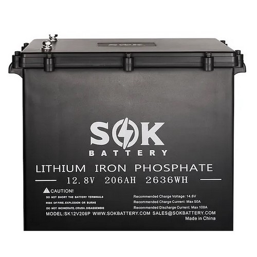 (image for) Sok Battery, SK12V206P, Marine Grade 12V 206Ah LiFePO4 Battery, Sealed Plastic Box