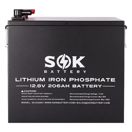 (image for) Sok Battery, SK12V206H, SOK 12V 206Ah LiFePO4 Battery Bluetooth&Built-in heater