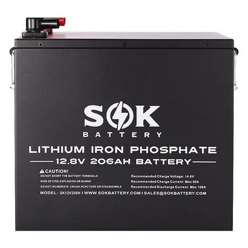 (image for) Sok Battery, SK12V206H, SOK 12V 206Ah LiFePO4 Battery Bluetooth&Built-in heater