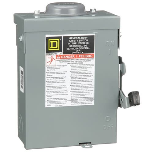 (image for) Sqaure D, DU321RB, Disconnect, Square D, DU321RB, 30A, 240VAC, 3-Pole, Nonfusible, General-Duty, Nema3R