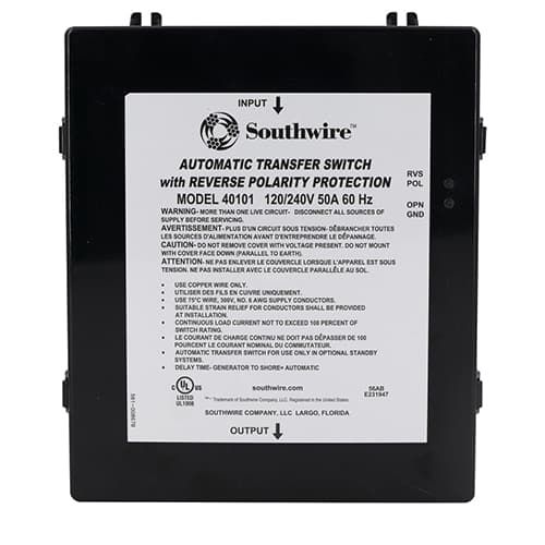 (image for) Southwire, 41301, Automatic Transfer Switch, 30A-120V