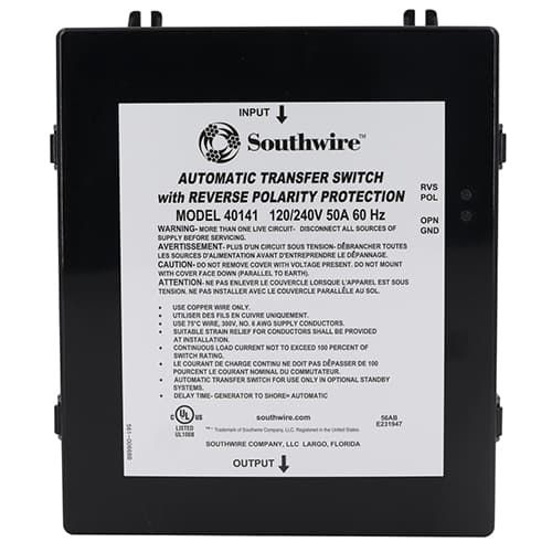 (image for) Southwire, 40141-001, Automatic Transfer Switch 40141, 50A-120/240V