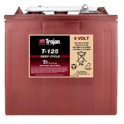 (image for) Trojan Battery Company, T125, 6V, 240Ah @ 20Hr, Golf Cart GC2, Embedded Low Profile Terminal